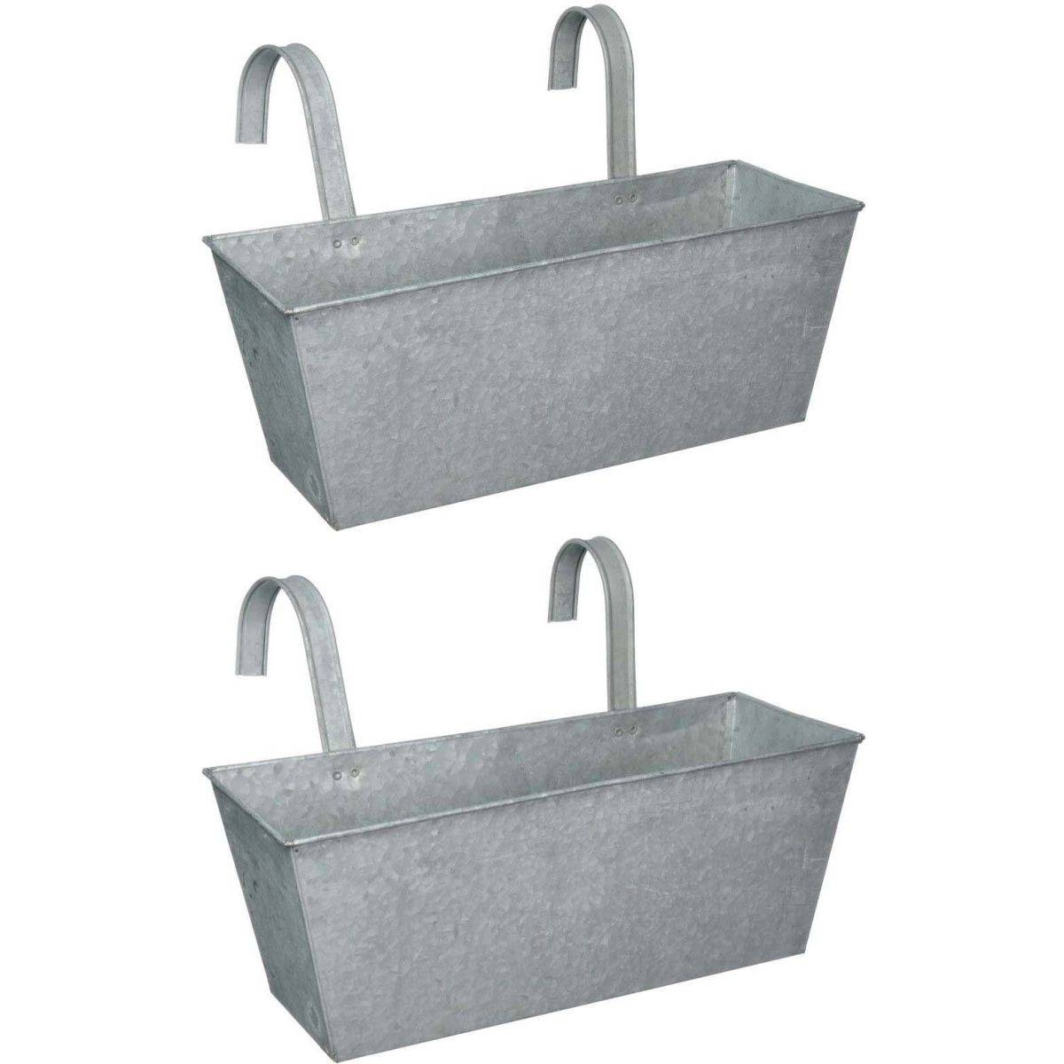 Esschert Design - Jardinière balcon en zinc à suspendre (Lot de 2) - Image 1