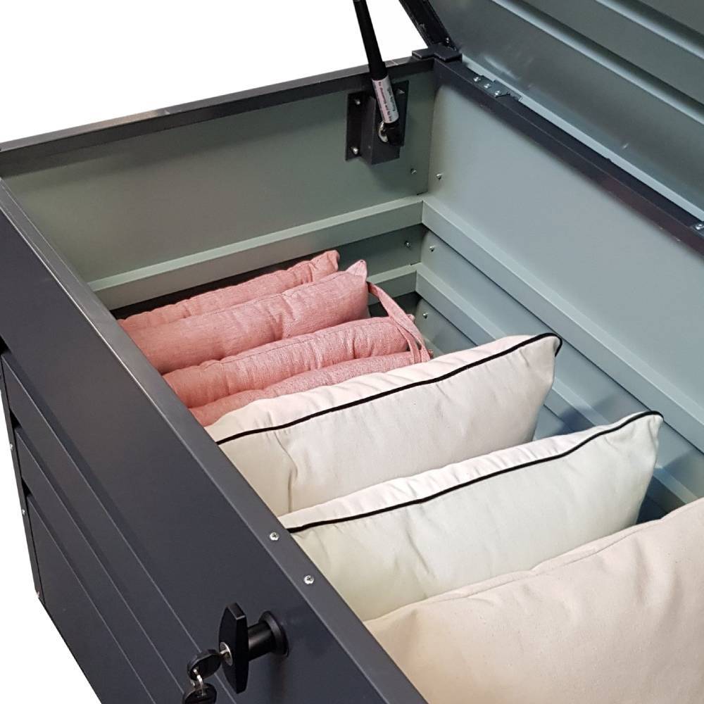 Coffre de rangement extérieur pour jardin  - 600 L - Anthracite, acier galvanisé - 165 x 70 x 62 - Gris - TERRE JARDIN - Image 3