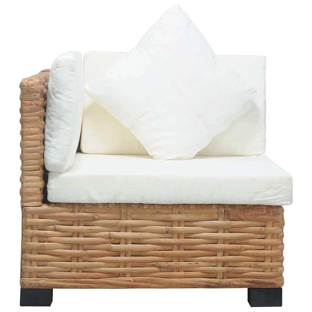 Fauteuil d'Angle Intérieur Rotin Naturel Pieds Acajou Coussins Blancs Style Bohème Chic Salon – ComfortXL Outdoor Living - Image 4