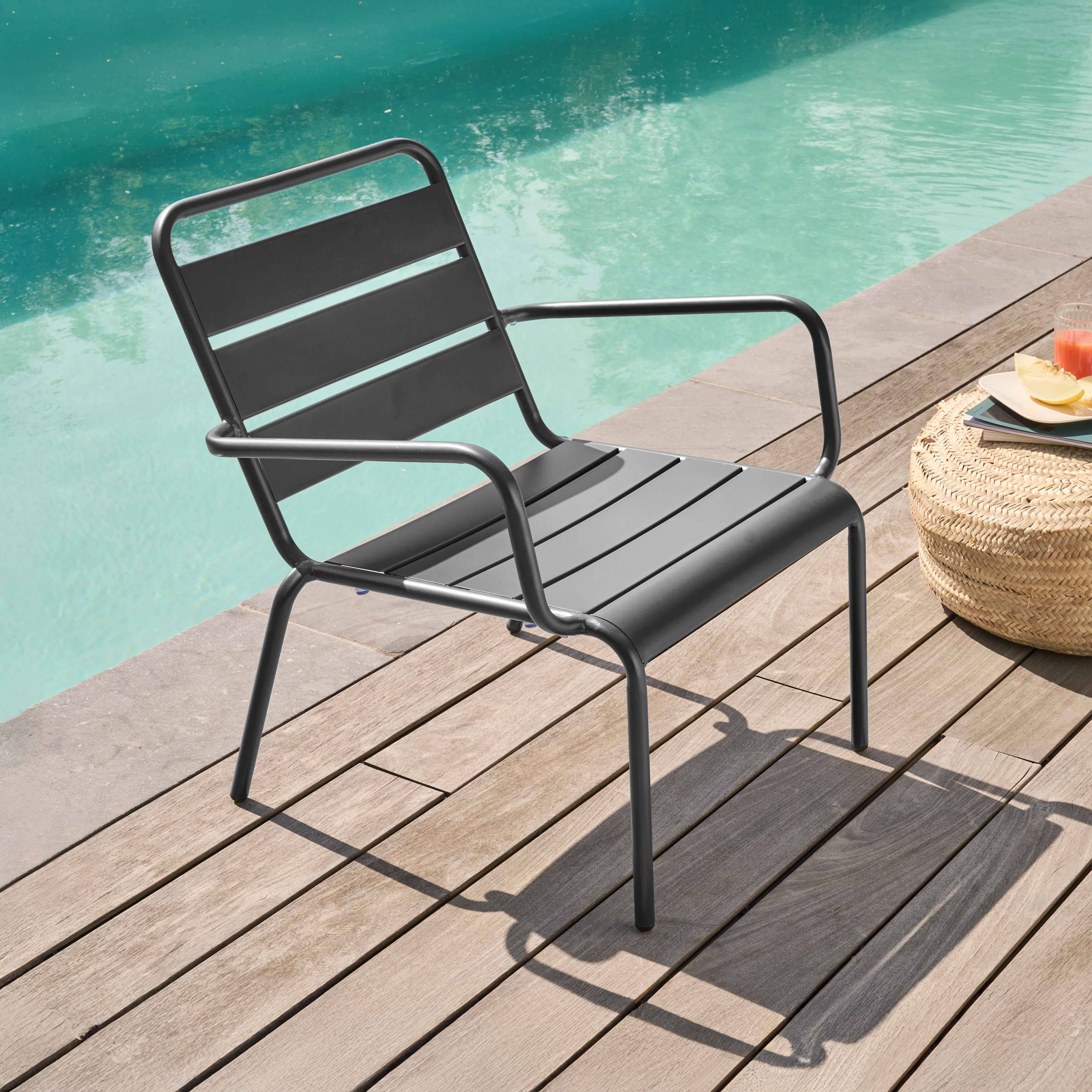 Oviala - Fauteuil de jardin bas relax acier anthracite Palavas - Oviala - Image 2