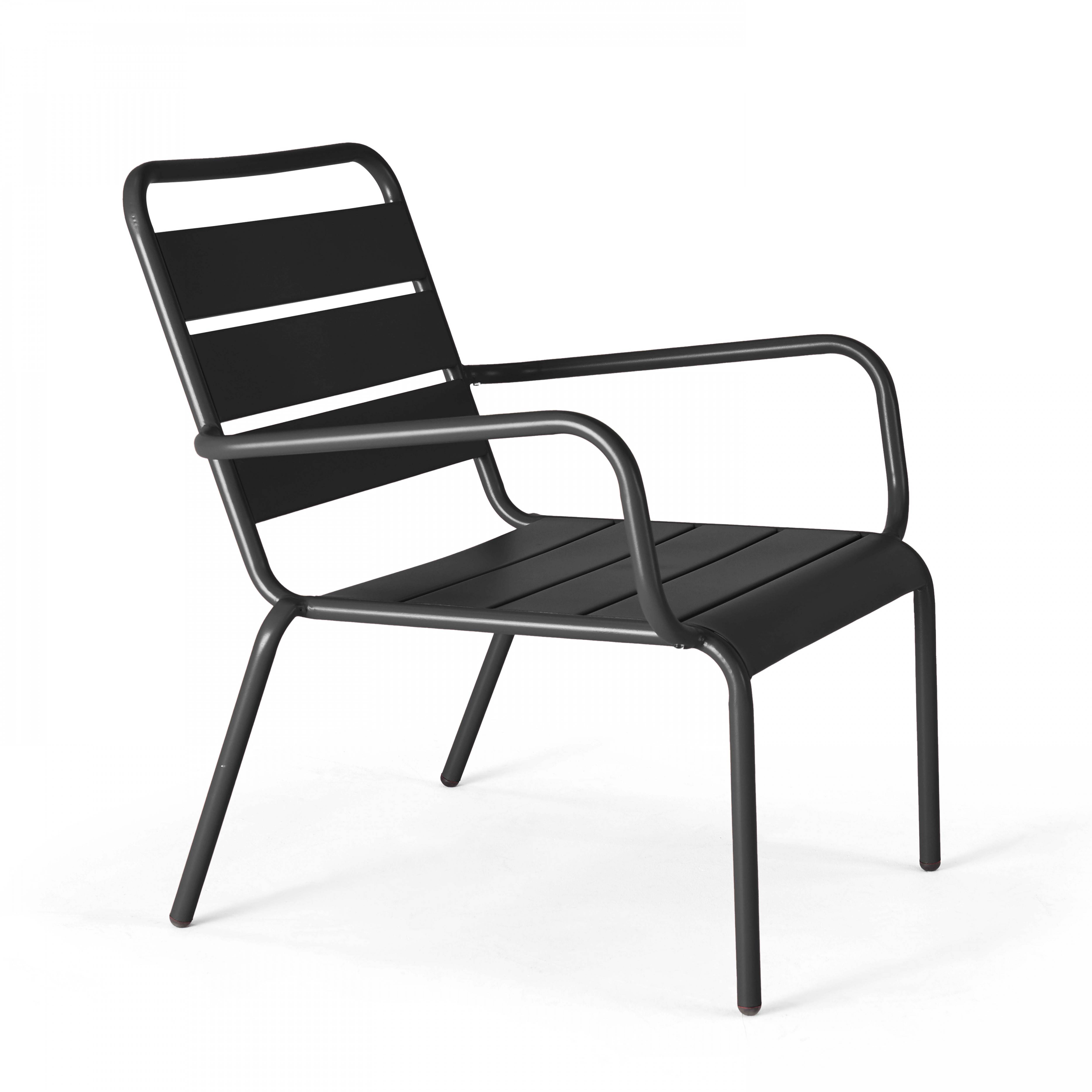 Oviala - Fauteuil de jardin bas relax acier anthracite Palavas - Oviala - Image 1