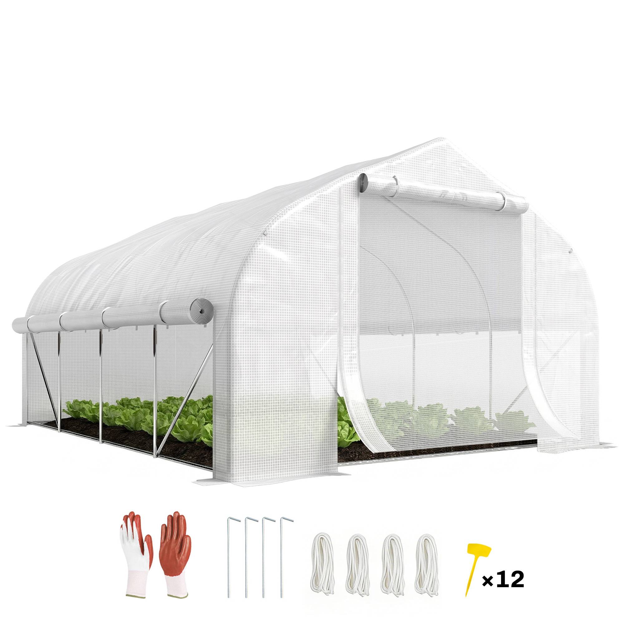 ComfortXL - Serre tunnel 12 m² PE 140 g/m² 395 x 300 x 200 cm blanche potager ventilé - ComfortXL Outdoor Living - Image 2