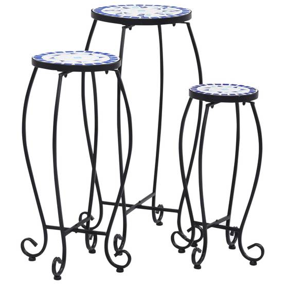 Maison Chic - Table de jardin - Tables mosaïque 3 pcs Bleu et blanc Céramique HL1091 - Image 2