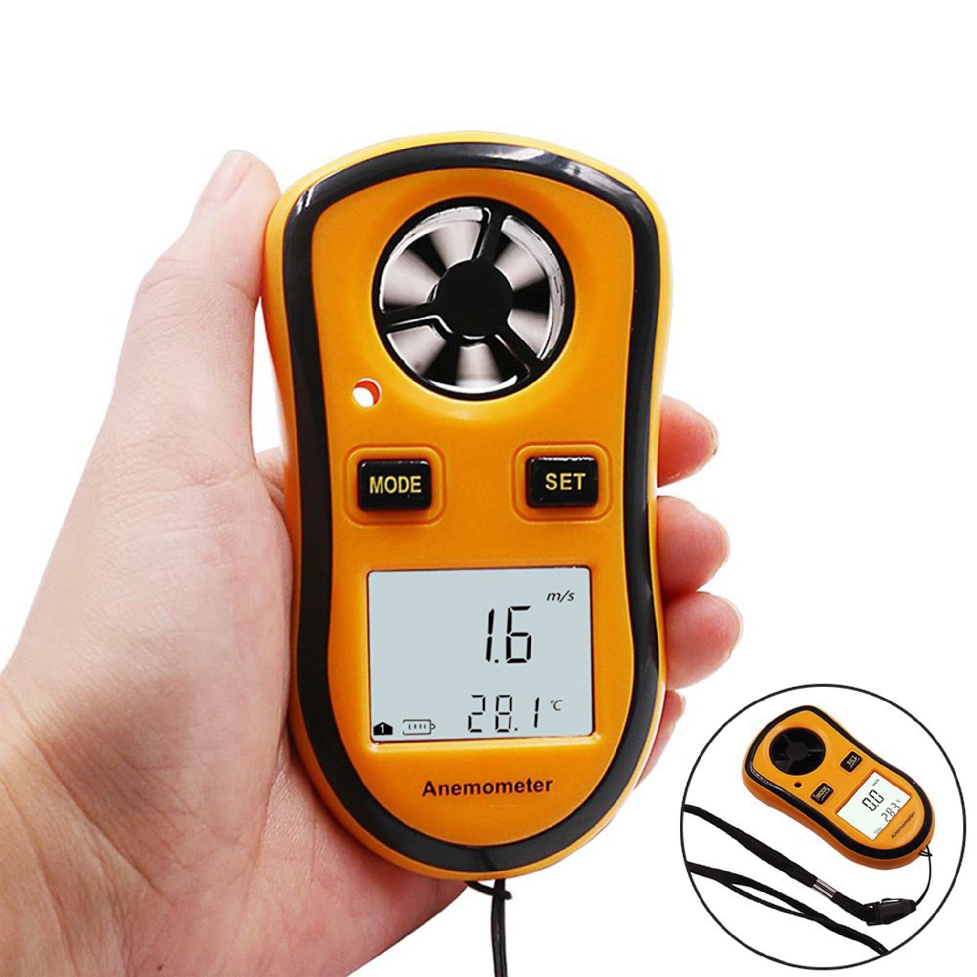 Anémomètre numérique portable - Vitesse du vent actuelle/moyenne/max + température - Image 6