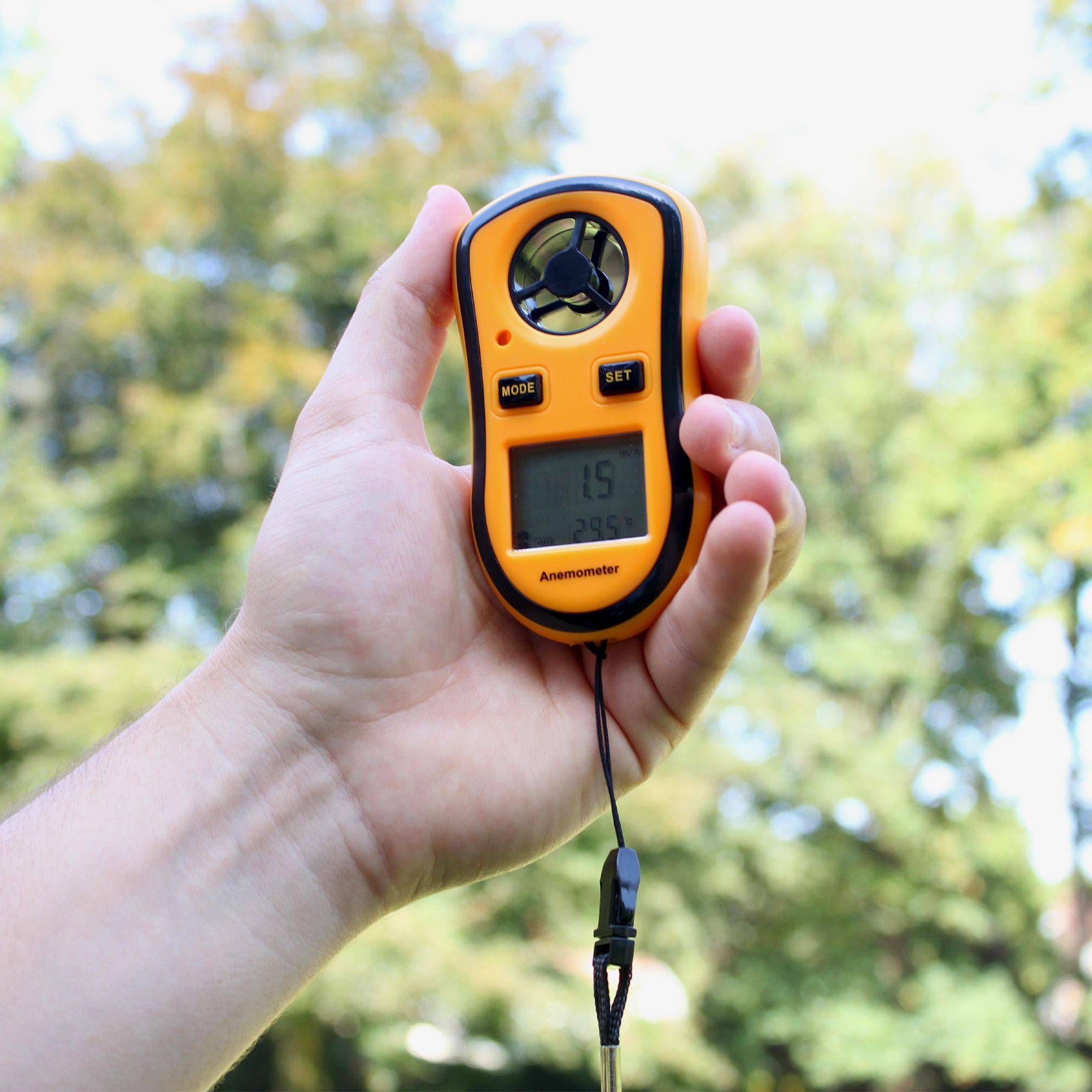 Anémomètre numérique portable - Vitesse du vent actuelle/moyenne/max + température - Image 2