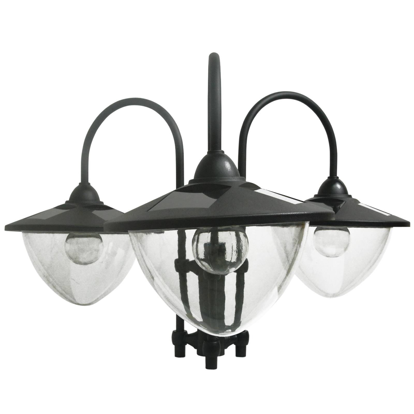 Lampadaire Solaire Extérieur 3 Lanternes avec Bac à Fleurs 189cm Noir - ComfortXL Outdoor Living - Image 8