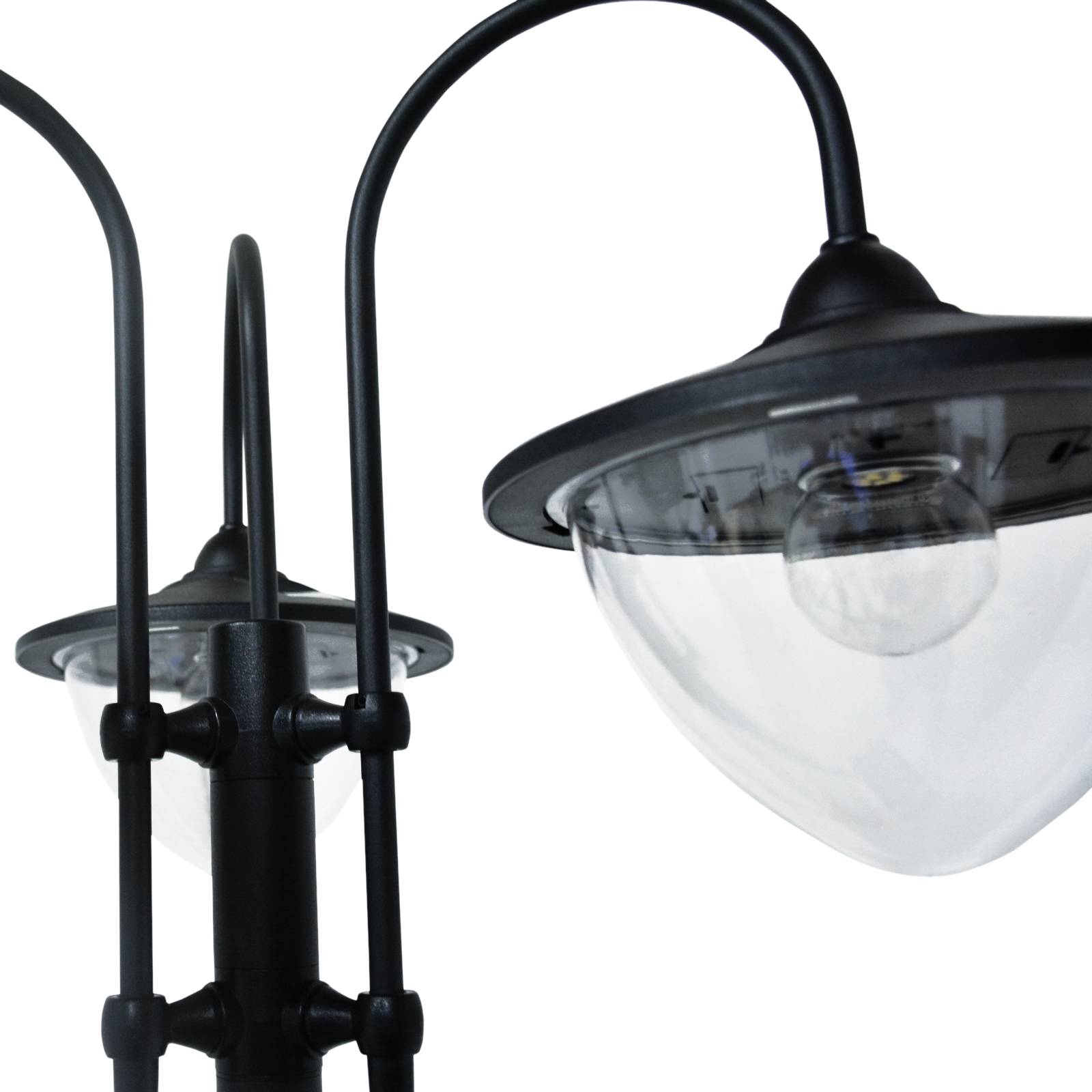 Lampadaire Solaire Extérieur 3 Lanternes avec Bac à Fleurs 189cm Noir - ComfortXL Outdoor Living - Image 7