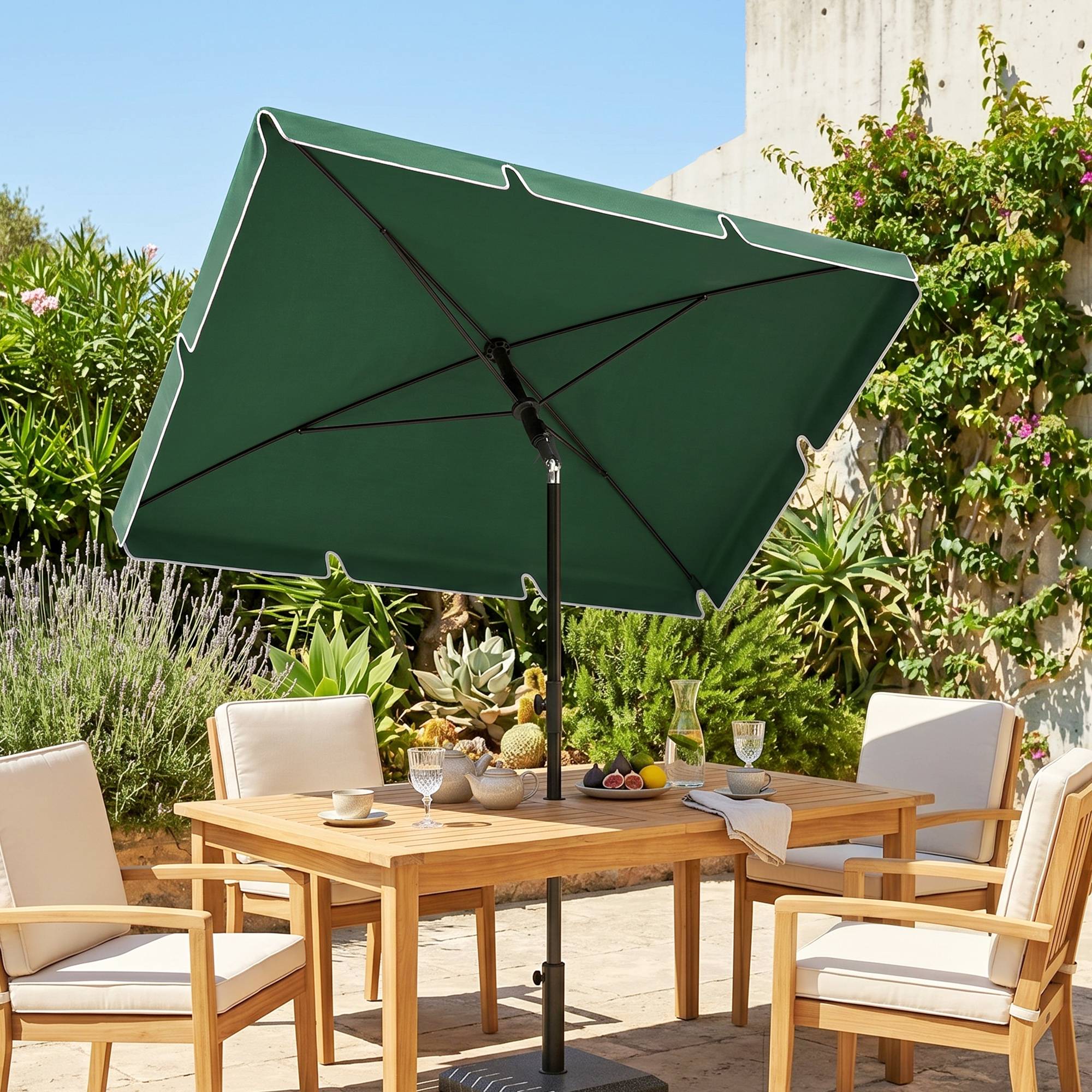 Parasol de terrasse rectangulaire en aluminium 2 x 1,3 x 2,5 m, inclinable, vert - Image 3
