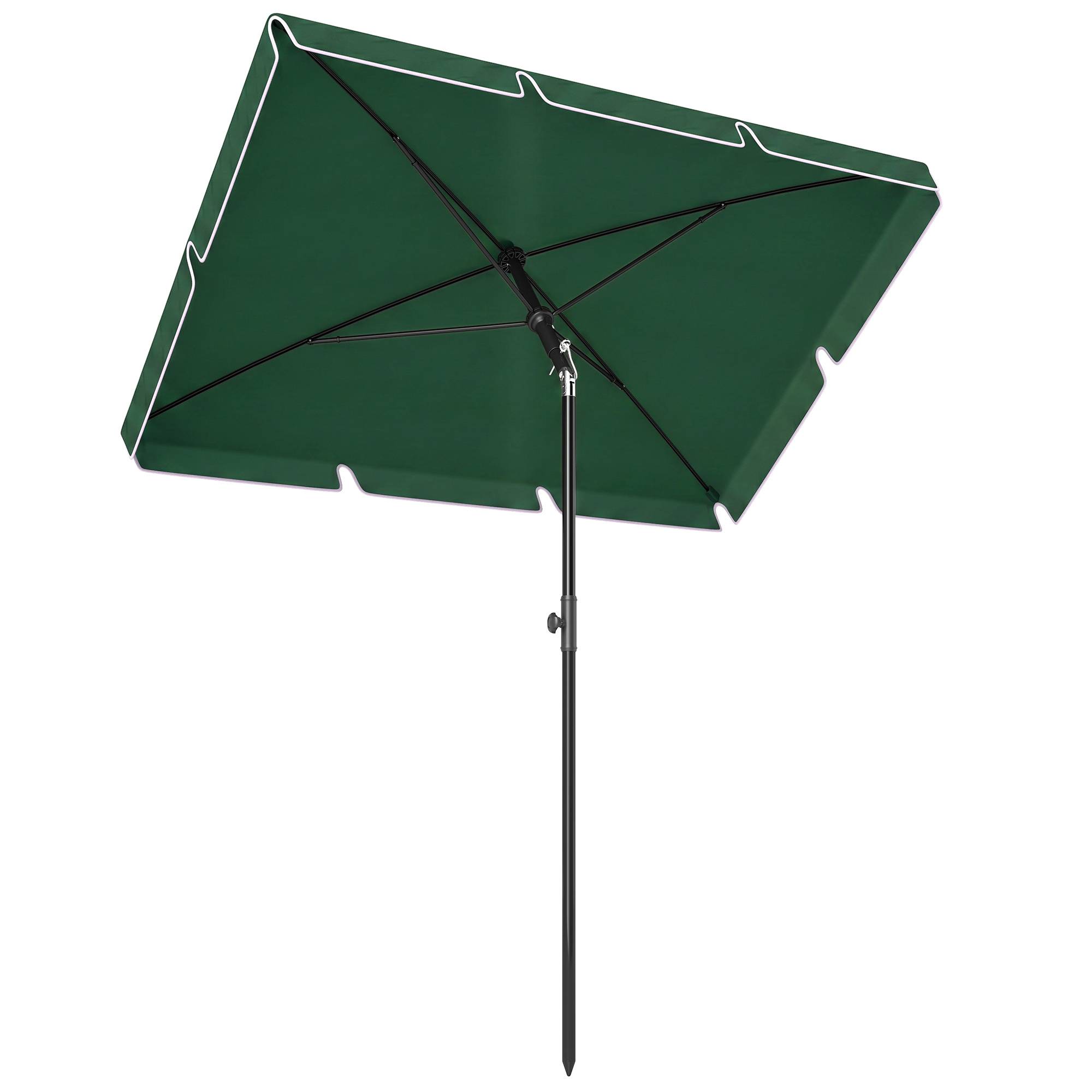 Parasol de terrasse rectangulaire en aluminium 2 x 1,3 x 2,5 m, inclinable, vert - Image 1