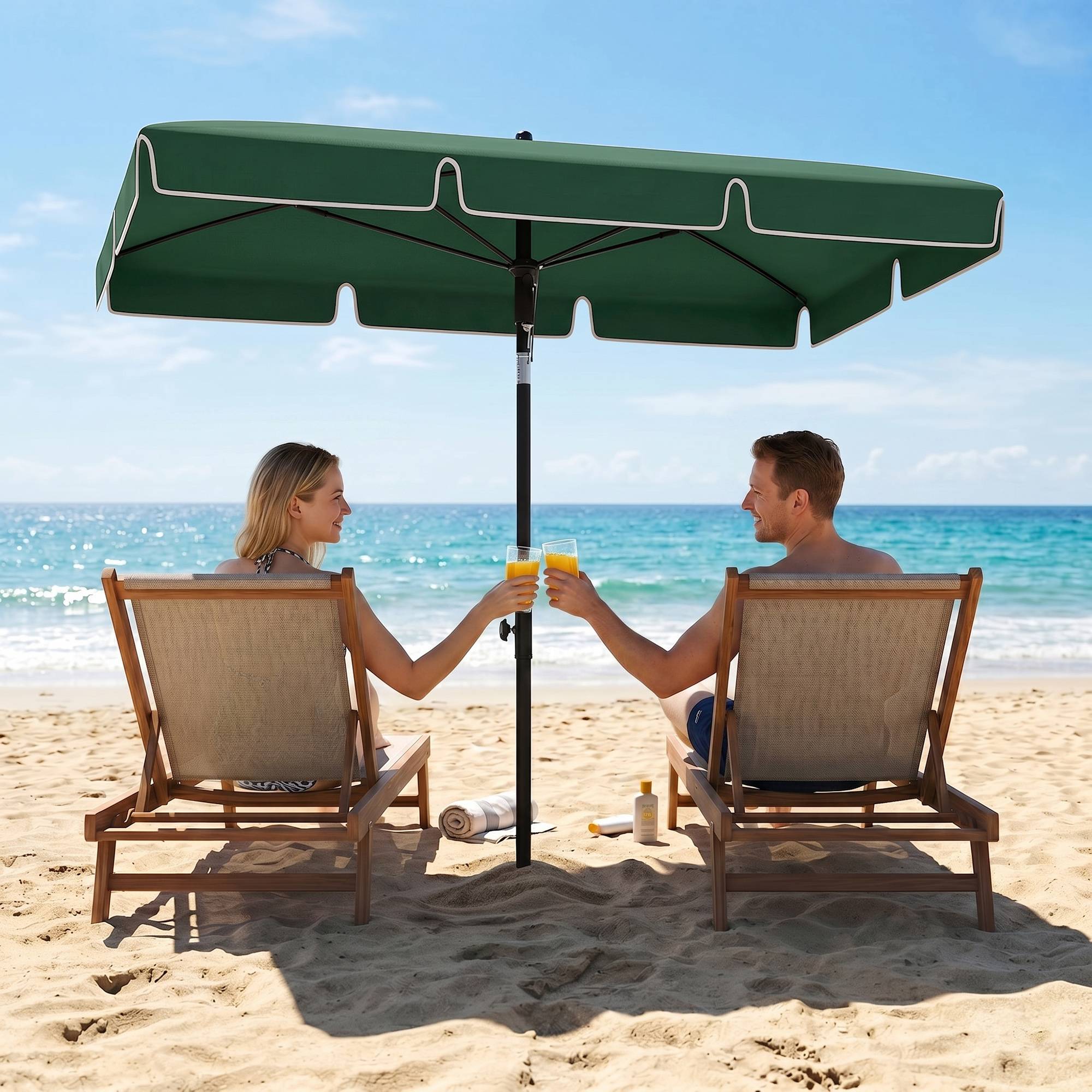 Parasol de terrasse rectangulaire en aluminium 2 x 1,3 x 2,5 m, inclinable, vert - Image 10