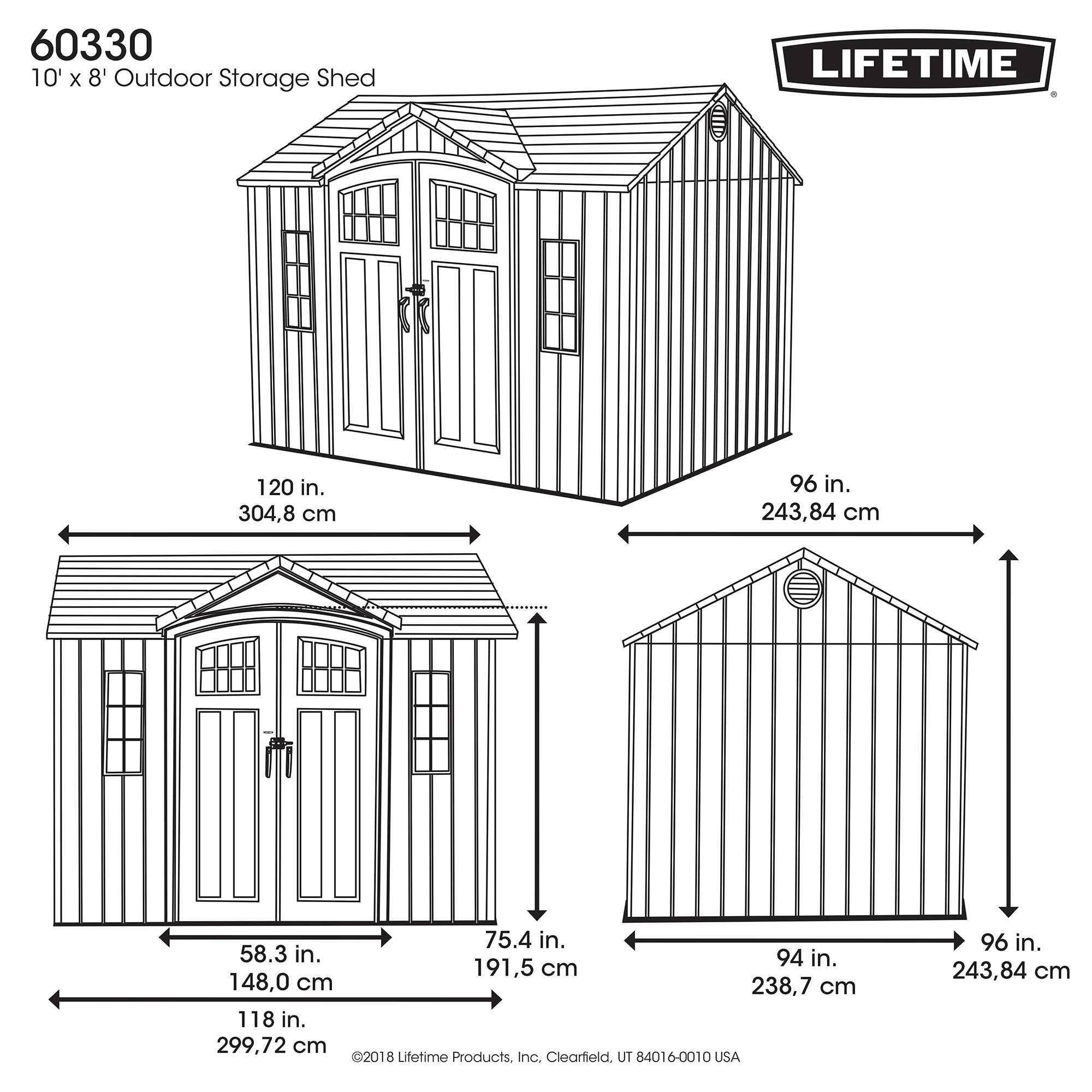 Lifetime - Abri de jardin résine 7m2 3.05x2.44m LIFETIME #60330 - Image 8