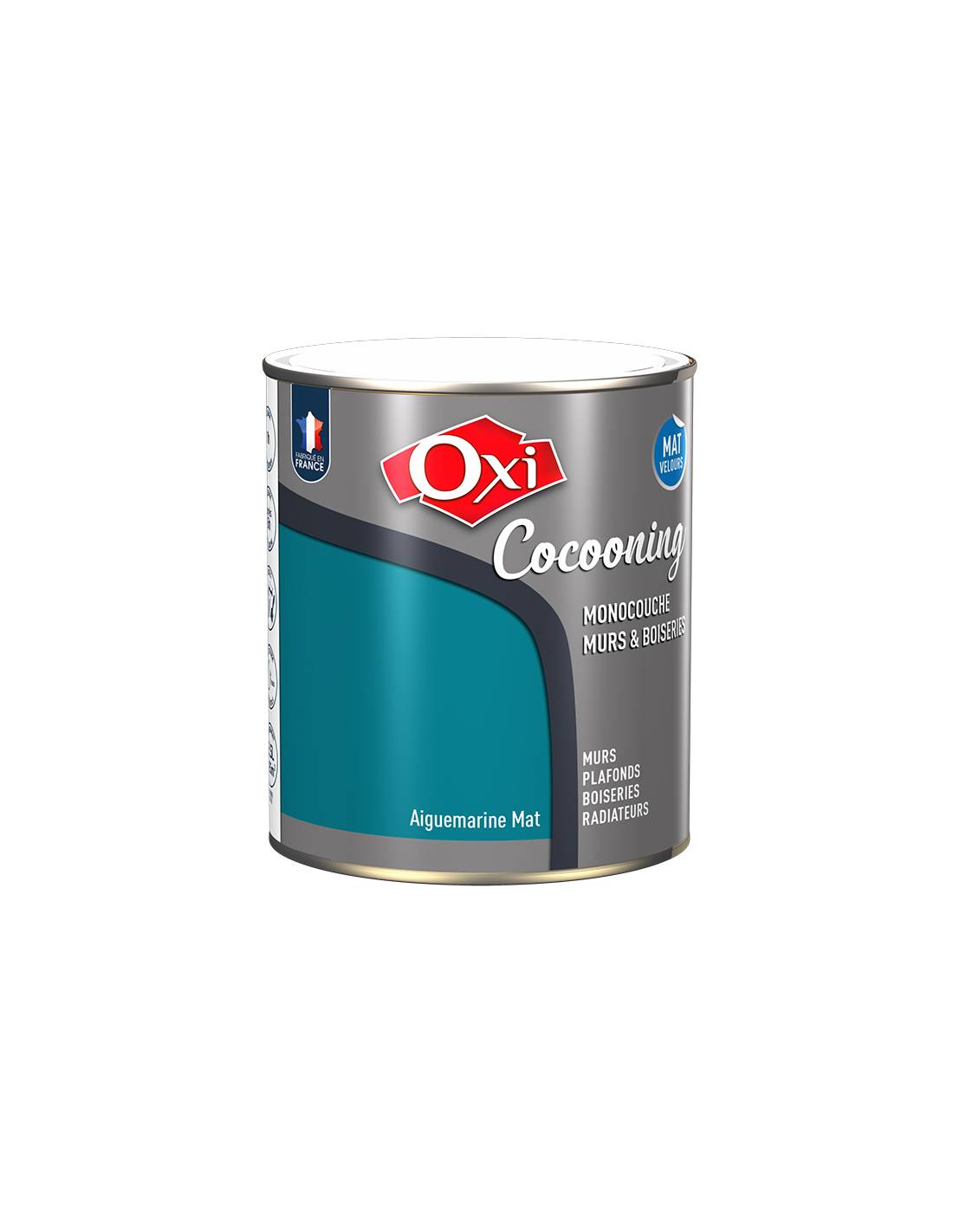 Oxi - Peinture Oxi Cocooning Aigue Marine Peinture Mat Velours Aigue Marine Murs Boiseries - Oxi