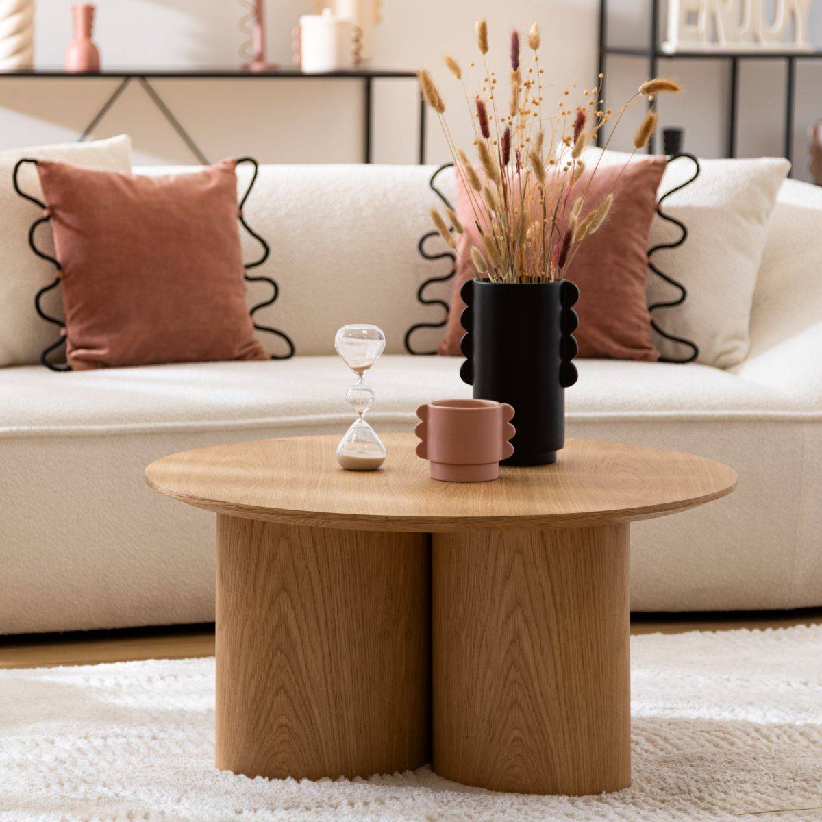 Table Basse Design "Aliona" 80cm Naturel - Image 8
