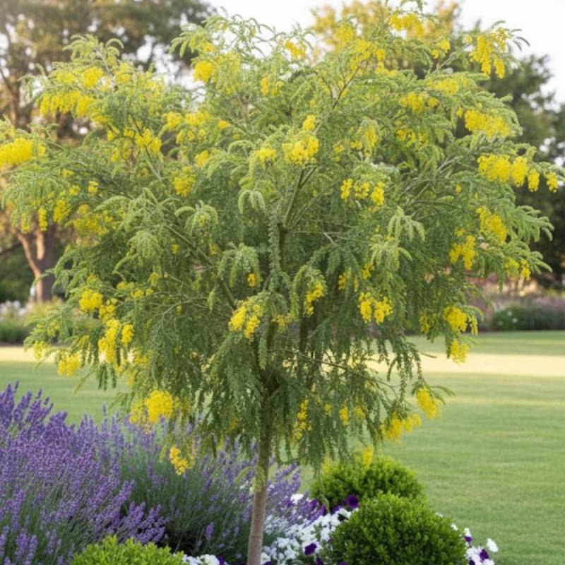 Mimosa à feuille triangulaire à fleurs Jaune/ - feuillage Persistant - Pot de 3L - 40/60 cm - Image 4