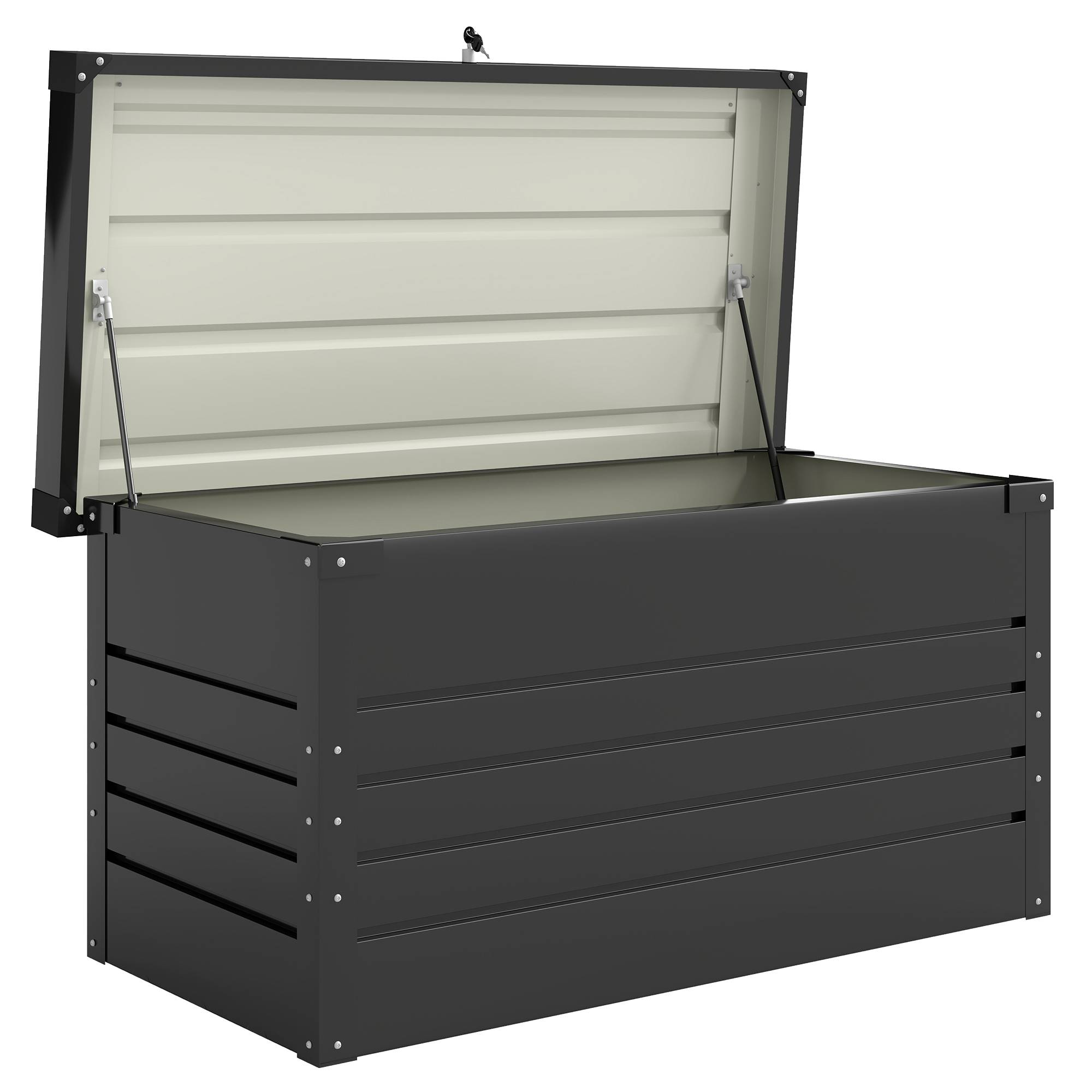 ComfortXL - Coffre de rangement jardin en acier galvanisé gris 350 L 120 x 61 x 62 cm étanche avec serrure intégrée - Image 10