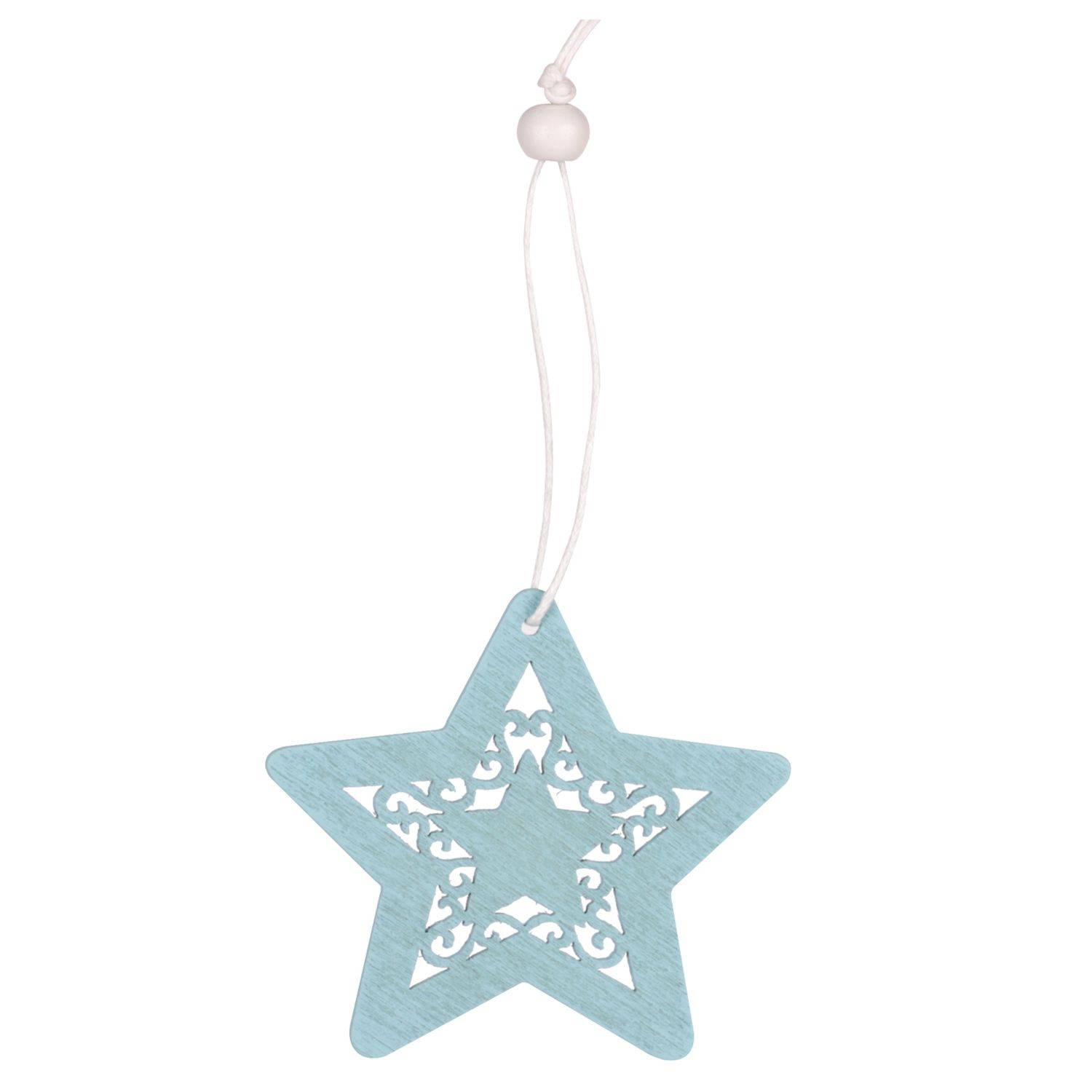 Sans Marque - Décoration sapin de Noël en bois Etoile - Bleu - Toilinux