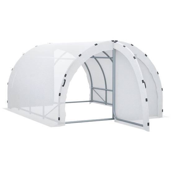 Serre de Jardin Tunnel 12m² Acier renforcé pour potager Double porte avec poignées 4x3x2m Blanc - ComfortXL Outdoor Living - Image 1