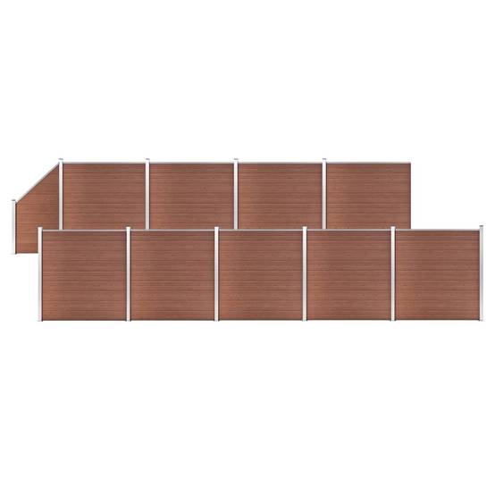 Clôture WPC 9 Carré + 1 Incliné Marron 1657 x 186 cm - PANGIVO - Image 1