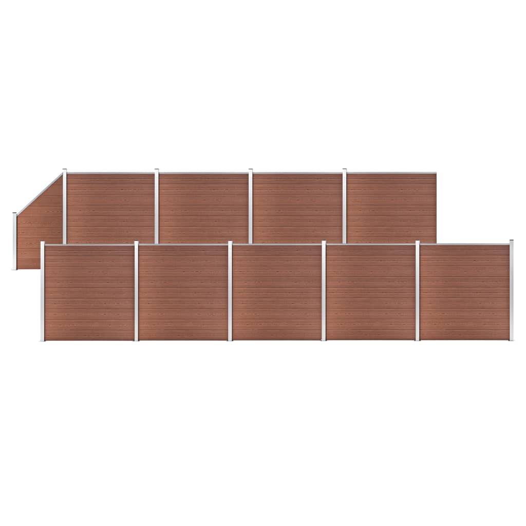 Clôture WPC 9 Carré + 1 Incliné Marron 1657 x 186 cm - PANGIVO - Image 1