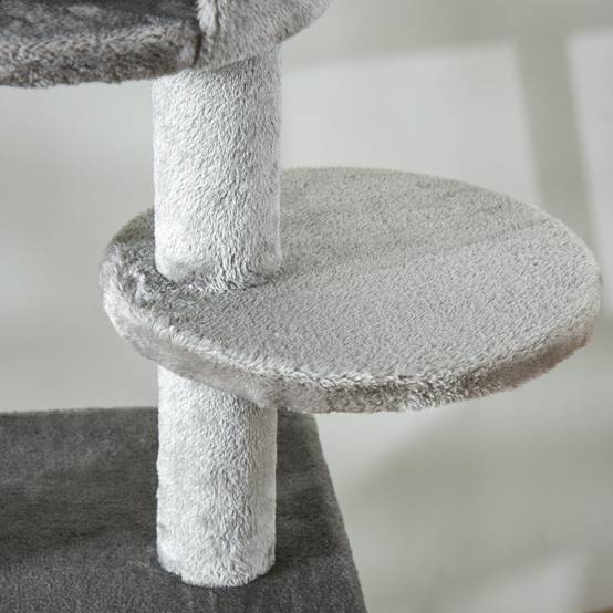 Arbre à chat plafond sisal et peluche gris clair 60 x 40 x 255 cm - PANGIVO - Image 10