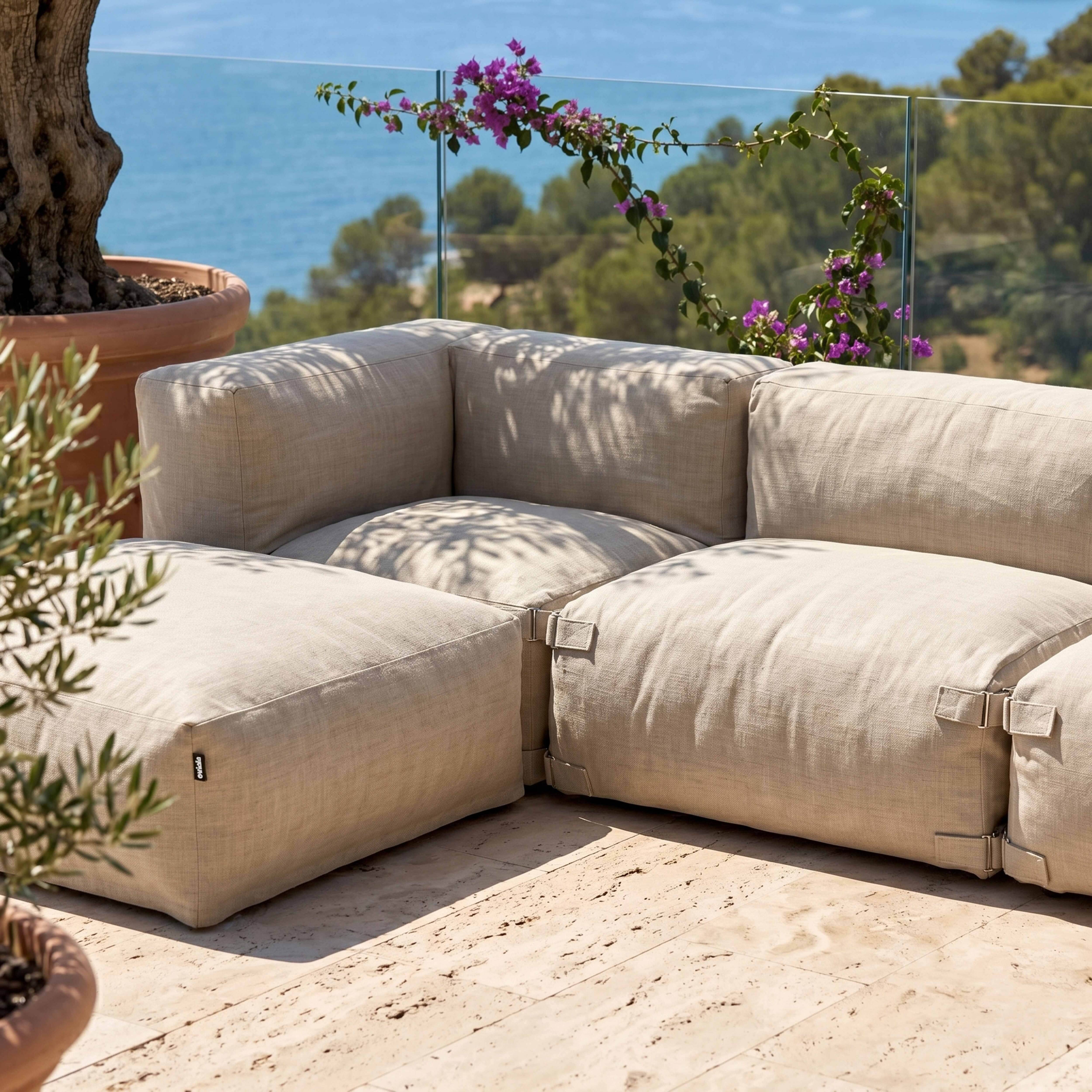Oviala - Canapé d'angle de jardin modulable 6 places beige Mixi - Oviala - Image 3