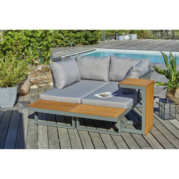 Dcb Garden - Salon de jardin modulable - Kaki - Bois d'acacia et aluminium - DCB GARDEN - 4 places - TOKYO - Image 3