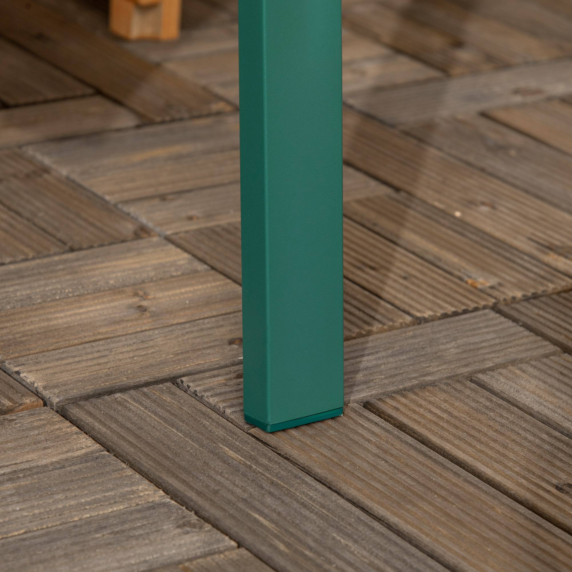 Banc de jardin banc extérieur jardin en acier avec dossier à motif floral pour 2 personnes 127 x 63 x 83 cm vert foncé - Image 10