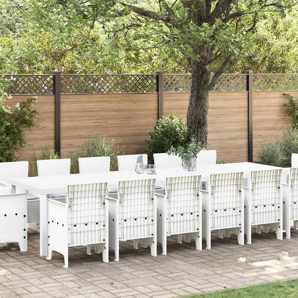 ComfortXL - Table et Chaises de Jardin 15 Pièces Résine Tressée avec Coussins pour 14 Convives Blanc – ComfortXL Outdoor Living - Image 1