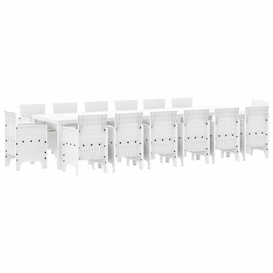 ComfortXL - Table et Chaises de Jardin 15 Pièces Résine Tressée avec Coussins pour 14 Convives Blanc – ComfortXL Outdoor Living - Image 2
