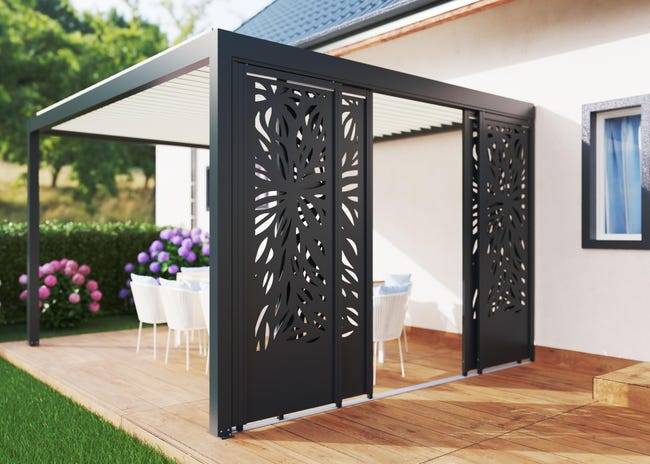 Paroi Coulissante Latérale Aluminium 3m50 Anthracite Pour Pergola Adossée S et SV France - Image 2