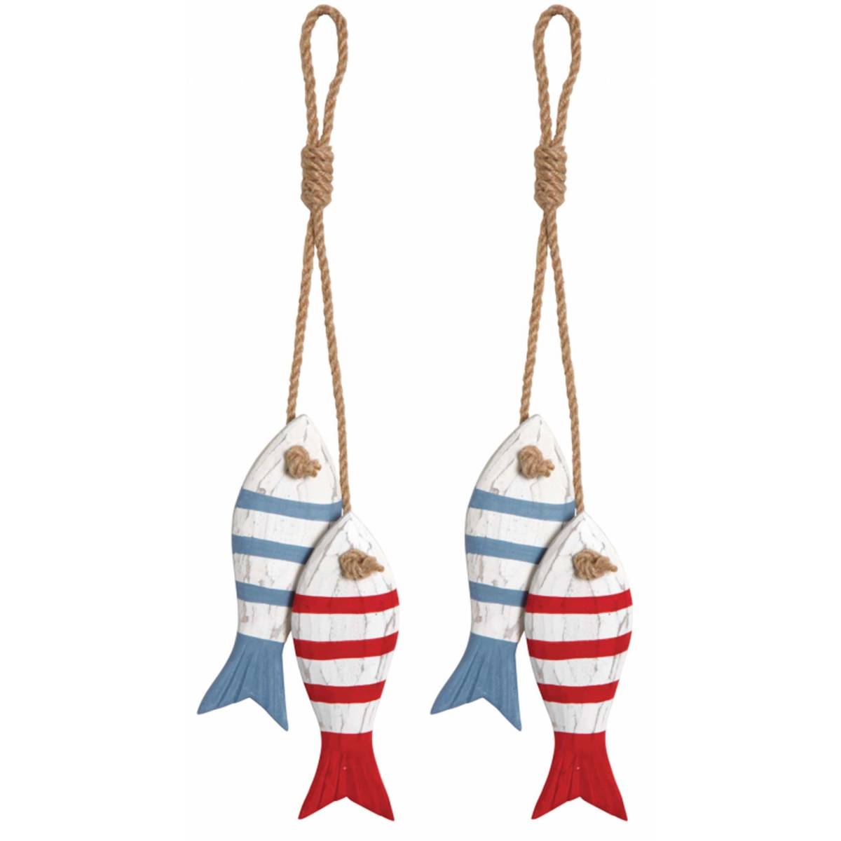 Aubry Gaspard - Poissons à suspendre en bois peint (Lot de 2) - Image 1