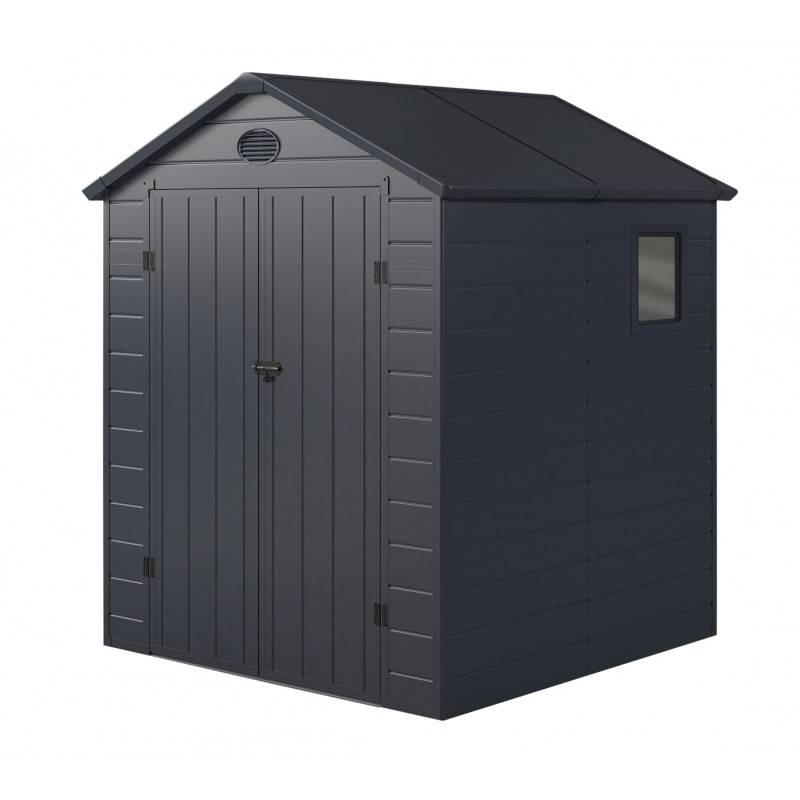 Jobu - Abri de jardin résine anthracite 3,65m² avec kit de fondation et double porte Jôbu - Image 2