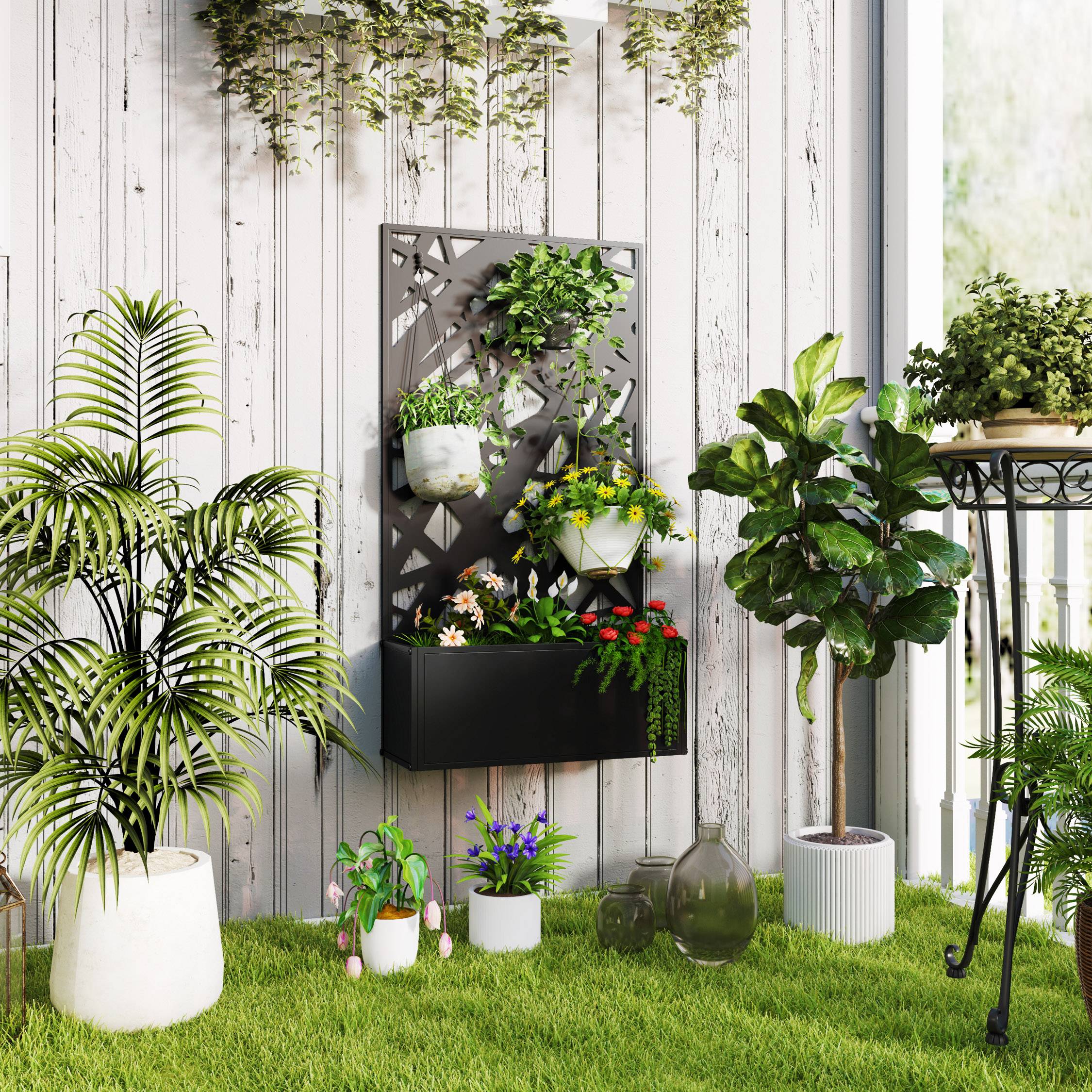 Maison Chic - Jardinière avec brise-vue paravent treillis pour Plante Grimpante, bac à Fleurs - 61x23x113cm - Image 2