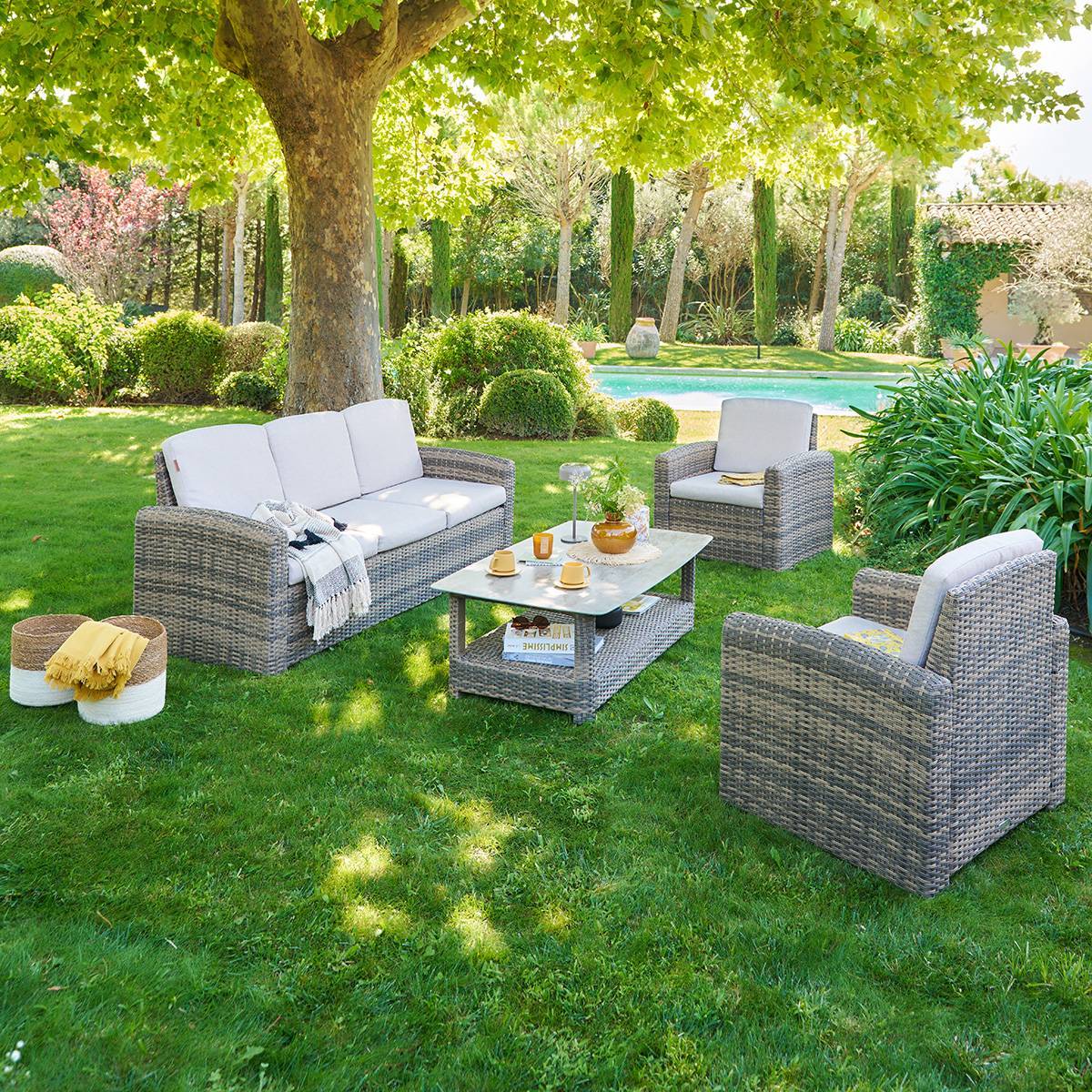 Hesperide - Salon de jardin Selenim 5 places beige - Hespéride
