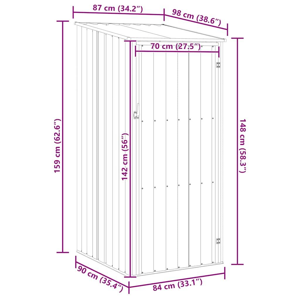 Abri de jardin métal vert 87 x 98 x 148/159 cm - PANGIVO - Image 8