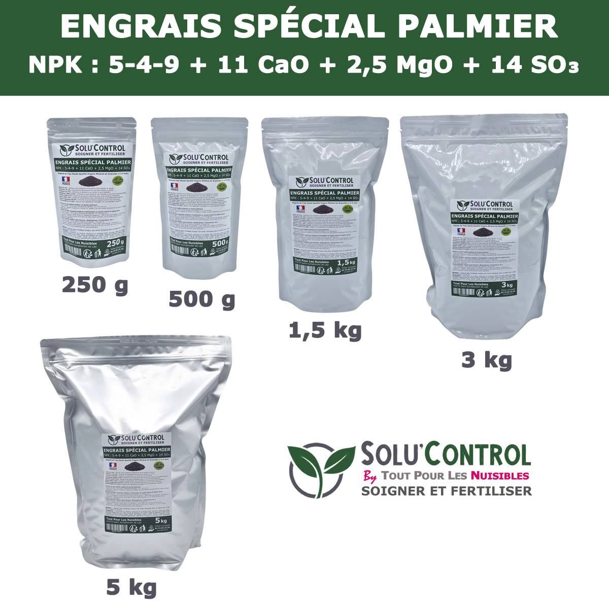 SOLU’CONTROL - Engrais Spécial Palmier 250 g - Formulation haute qualité Organo-Minerale - Idéal après attaque charançon rouge, papillon du palmier - Image 5