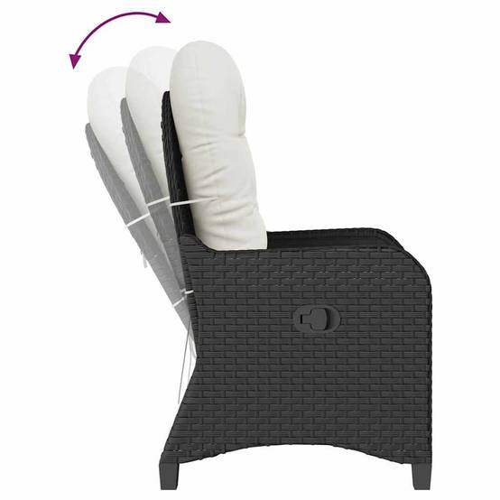 ComfortXL - Fauteuil de jardin inclinable en polyrotin avec dossier réglable pour détente en extérieur Noir – ComfortXL Outdoor Living - Image 8