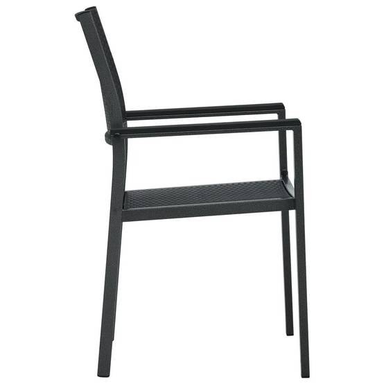 Ensemble Repas Extérieur 4 Places en Acier et Plastique Effet Rotin Noir, Table 80cm – ComfortXL Outdoor Living - Image 6