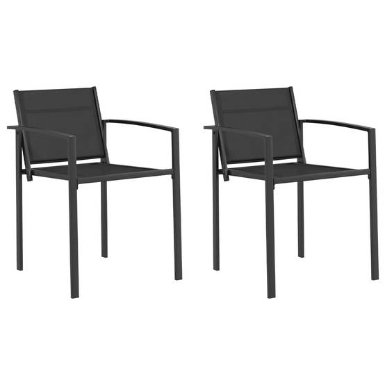 Chaises de jardin textilène noir et anthracite 53.5 x 59 x 77 cm, Poids:11.4kg - PANGIVO - Image 2