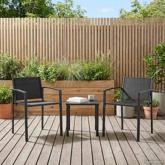 Chaises de jardin textilène noir et anthracite 53.5 x 59 x 77 cm, Poids:11.4kg - PANGIVO - Image 1