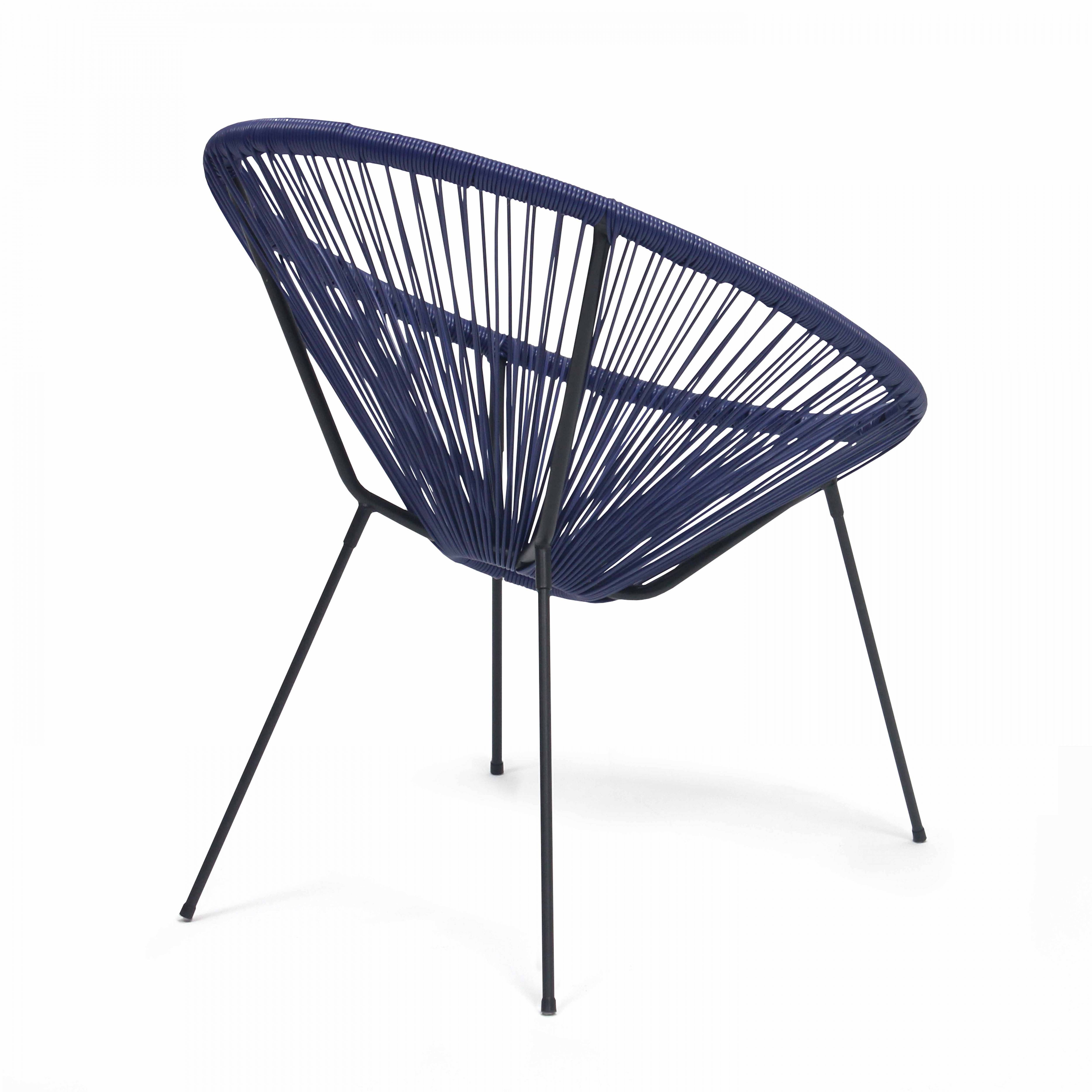 Oviala - Fauteuil en résine tressée bleu Ovo - Oviala - Image 4