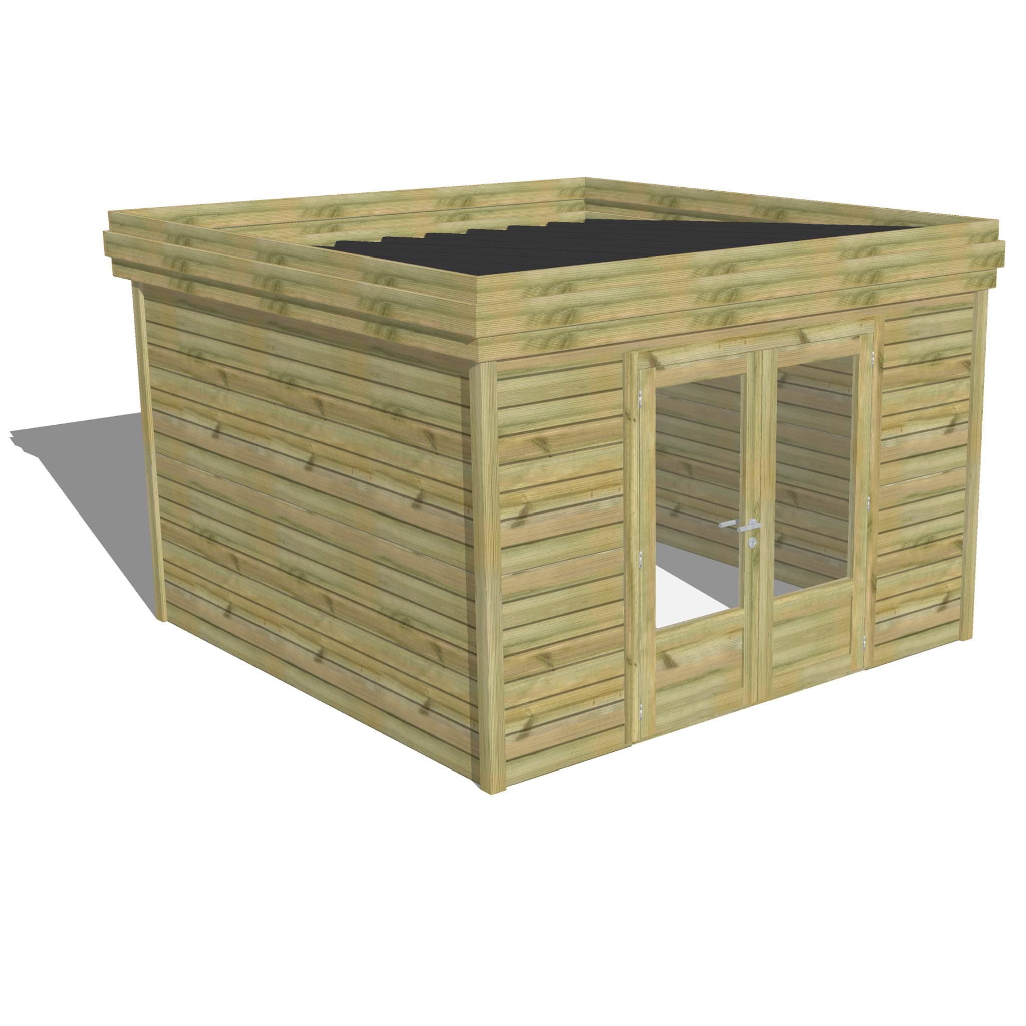 Sans Marque - ABRI DE JARDIN bois  autoclave 27mm - 3,44x3,44m / 12m2 - Bac acier - Abri Français - Image 1