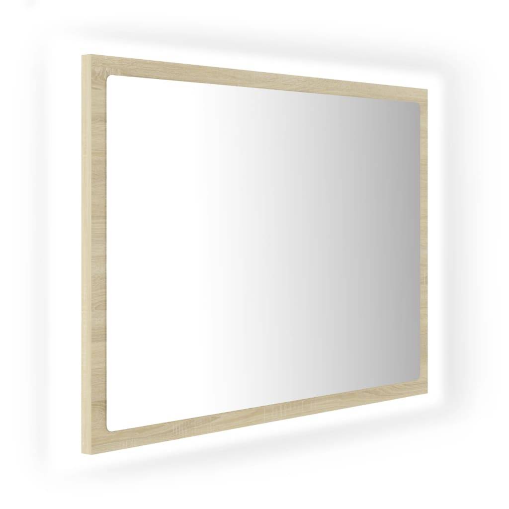 Miroir led de salle de bain 60 x 8,5 x 37 cm acrylique chêne - Image 2