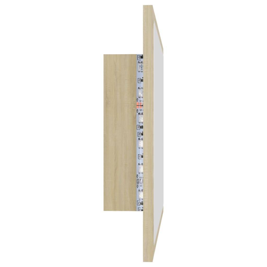 Miroir led de salle de bain 60 x 8,5 x 37 cm acrylique chêne - Image 4