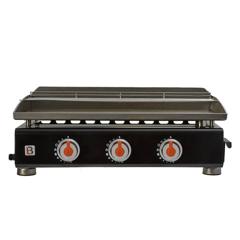 Brasero - Plancha au gaz Silvia II G - BRASERO - Plaque en inox de 67 x 34 cm - 3 brûleurs - Grille de réchauffement + Housse OFFERTE - Image 2