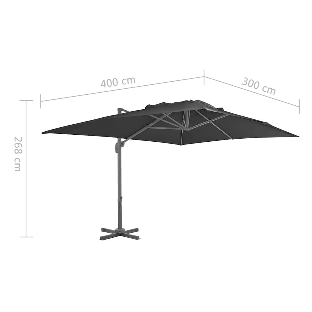 Parasol déporté aluminium anthracite 400 x 300 x 268 cm - PANGIVO - Image 9