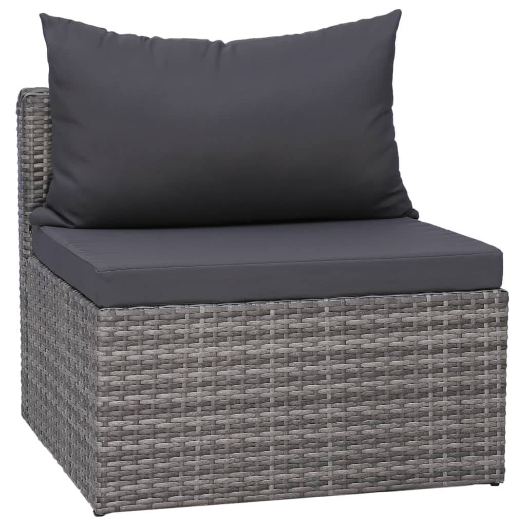 Helloshop26 - Salon de jardin meuble d'extérieur ensemble de mobilier 10 pièces avec coussins résine tressée gris - Image 7