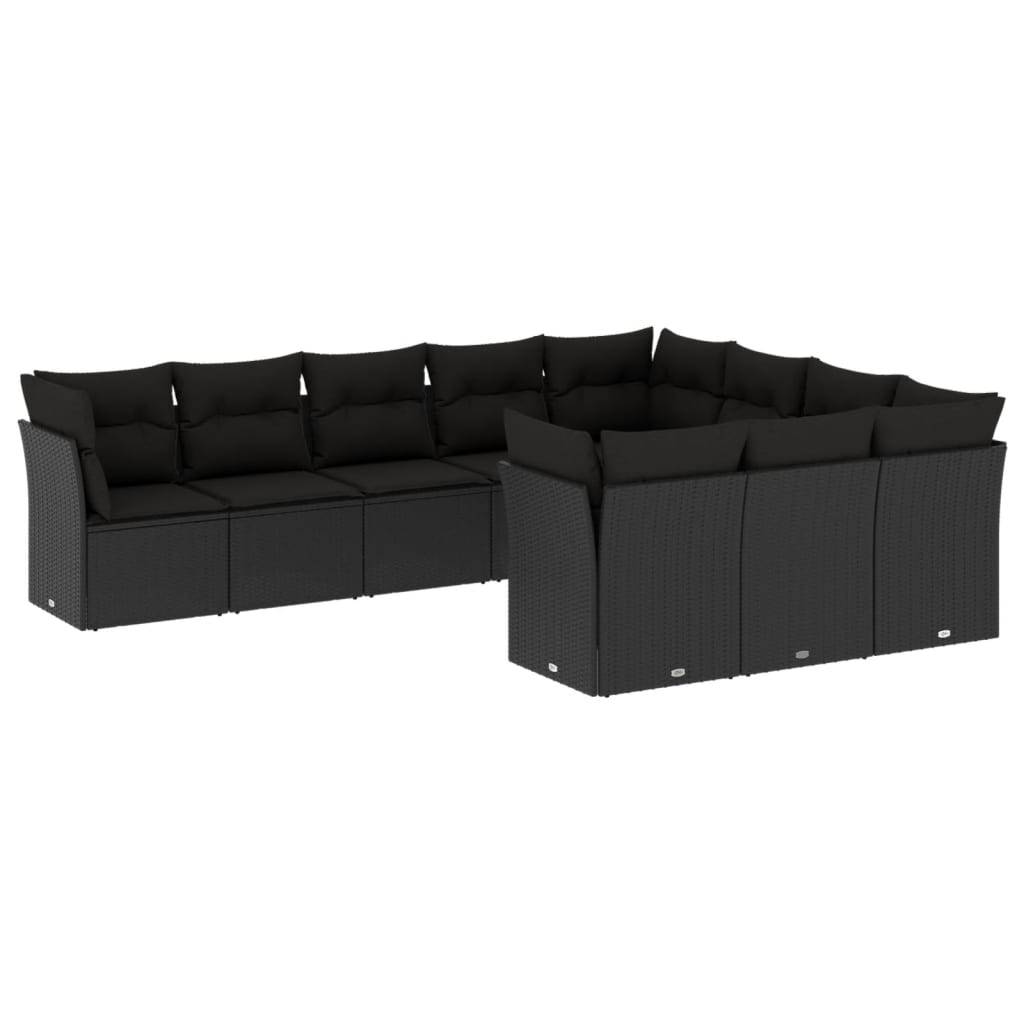 Vidaxl - Salon de jardin 10 pcs avec coussins noir résine tressée vidaXL 3218215 - Image 2
