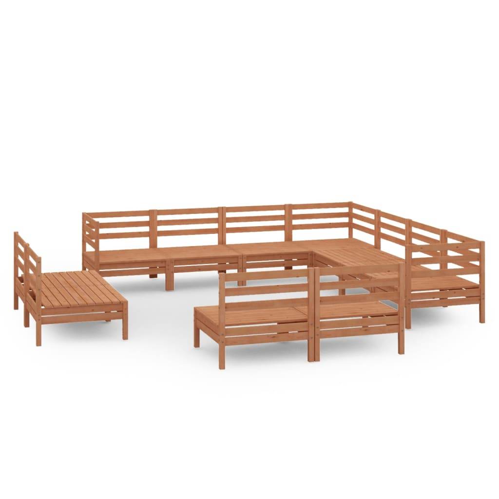 Helloshop26 - Salon de jardin meuble d'extérieur ensemble de mobilier 11 pièces bois de pin massif marron miel - Image 1