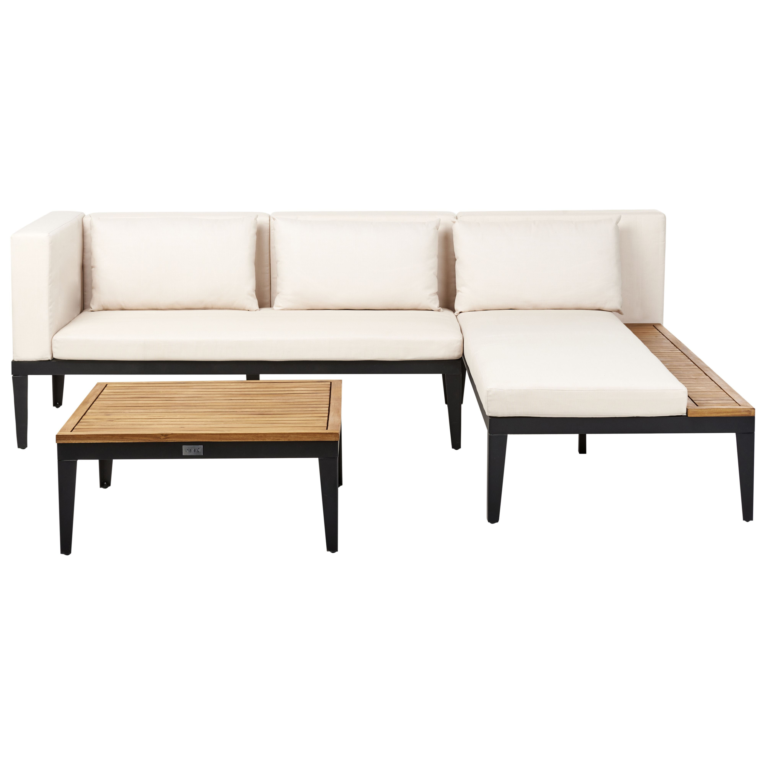 Canapé d'angle en bois avec table basse - Image 1